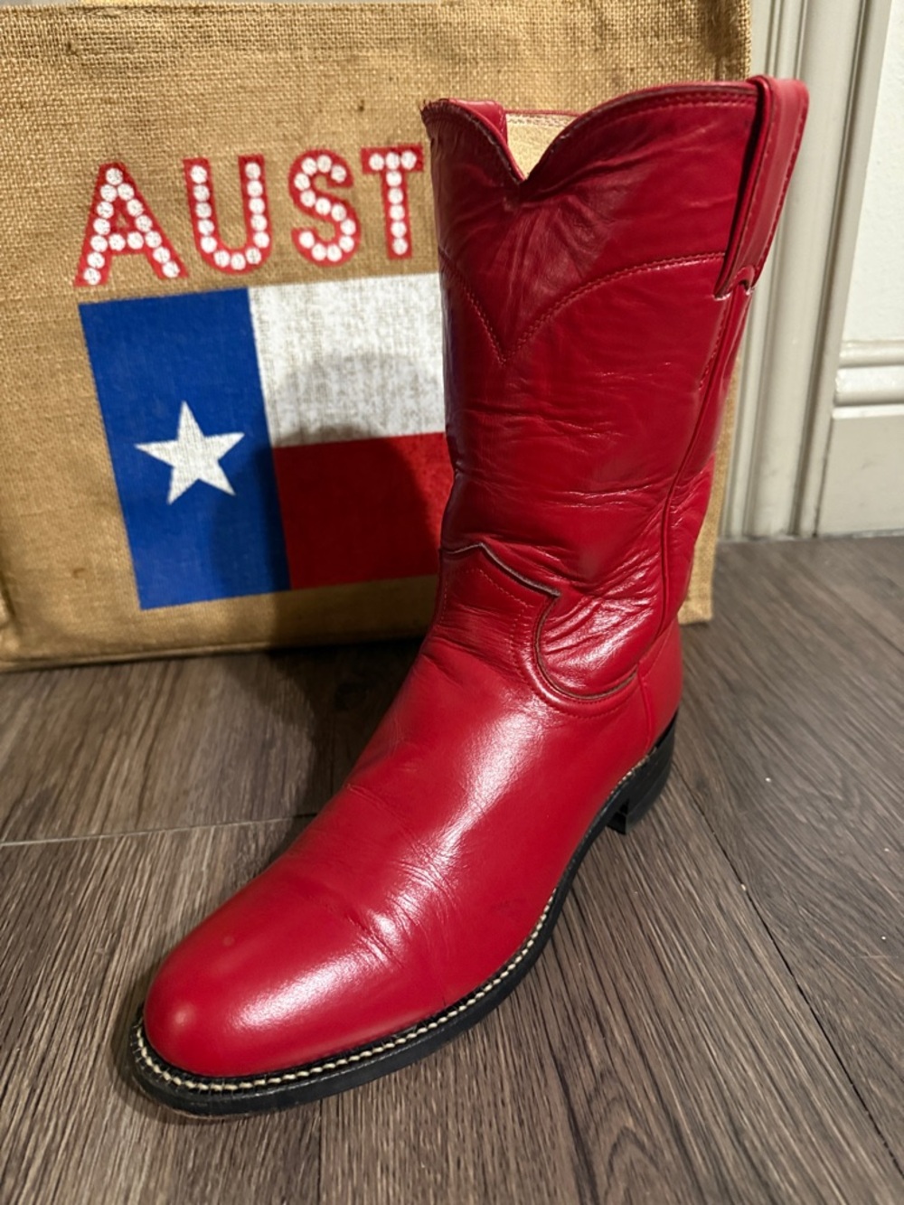 Justin Boots Red Leather Left Western Boot 7B